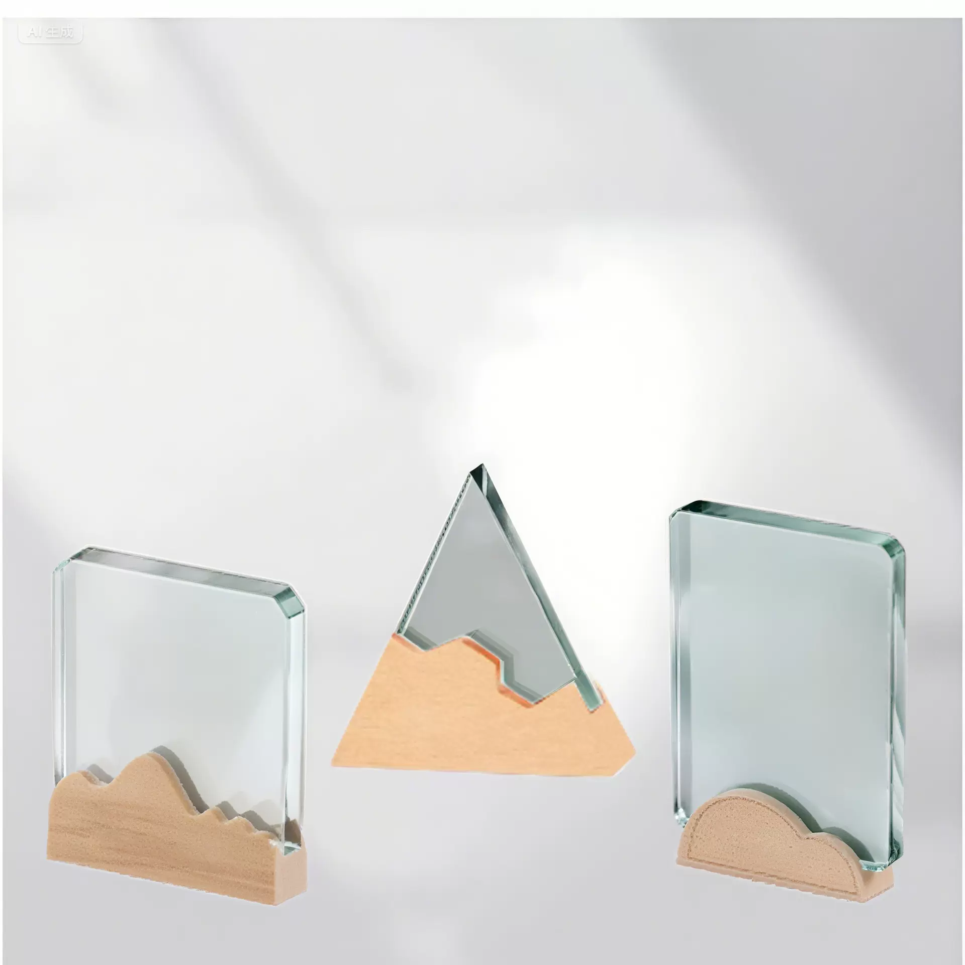 创意透明木质水晶奖杯工艺品商务礼品年会颁奖摆件饰品厂家批发