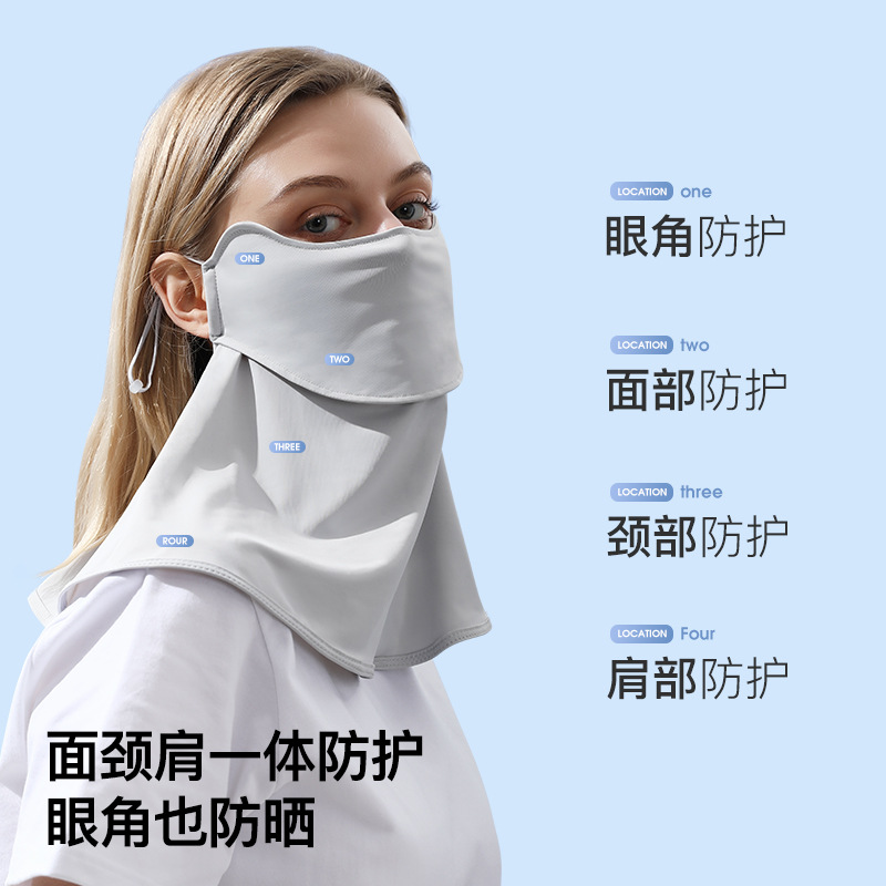 Summer ice silk sun protection mask female open breathable hem ear hanging driving UV protection eye corner sun protection mask