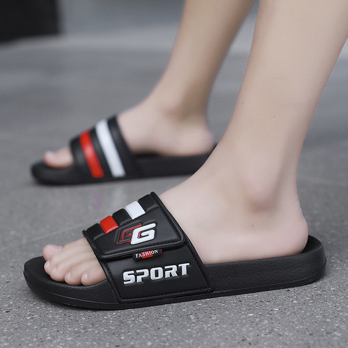 Large size new style slippers, home men's slippers, velcro, word flops, boys letter G shoes, slippers