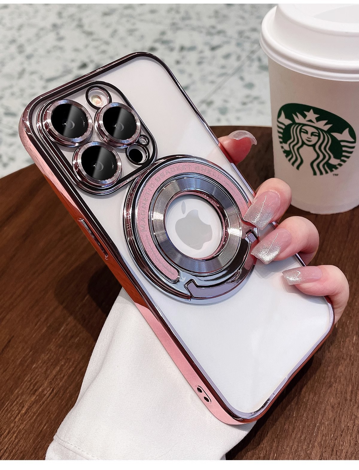 Görünmez braketli Apple 16 cep telefonu kılıfı, iPhone 15 için uygun manyetik emişli, lens filmi ve 14 ProMax koruyucu kapaklı.