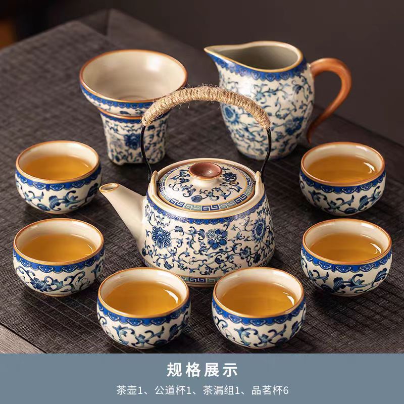 Alta calidad Nuevo 2024 nuevo arroz verde huangru horno kung fu conjunto de té doméstico ligero de lujo de alta calidad cerámica china tetera taza de té