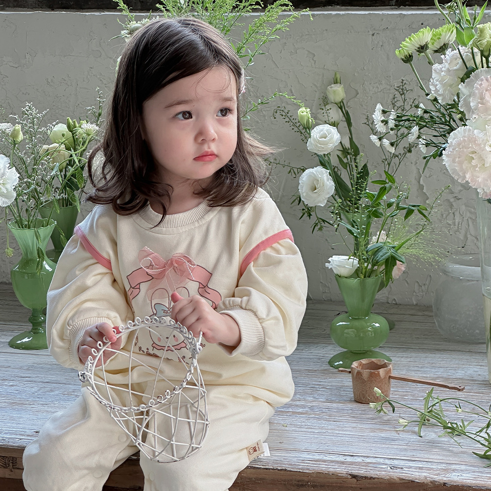 Ropa de otoño para bebés recién nacidos mameluco de dibujos animados coreanos ropa para niños conejito lindo bebé súper lindo mono de manga larga