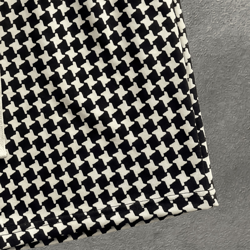Men's Houndstooth Shorts Retro Relaxed Fit Summer Casual Trousers_voghion.com