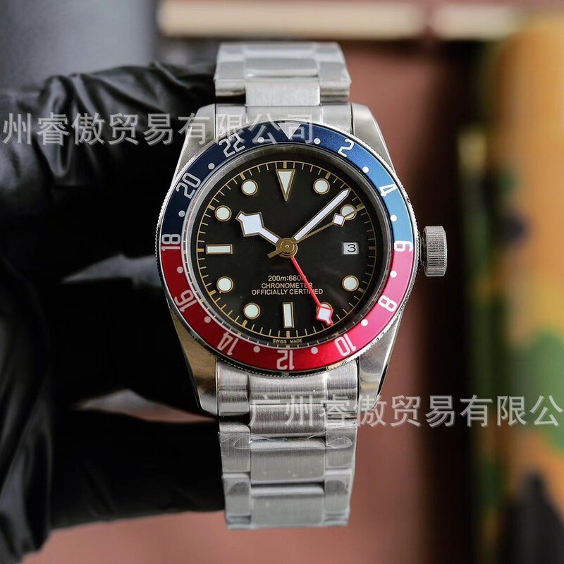 帝陀碧湾 Gmt Red and Blue Cola Ring All-Steel Automatic Mechanical Men's Watch with Luminous Waterproof Sapphire Mirror 帝陀碧湾 Gmt Red and Blue Cola Ring All-Steel Automatic Mechanical Men's Watch with Luminous Waterproof Sapphire Mirror