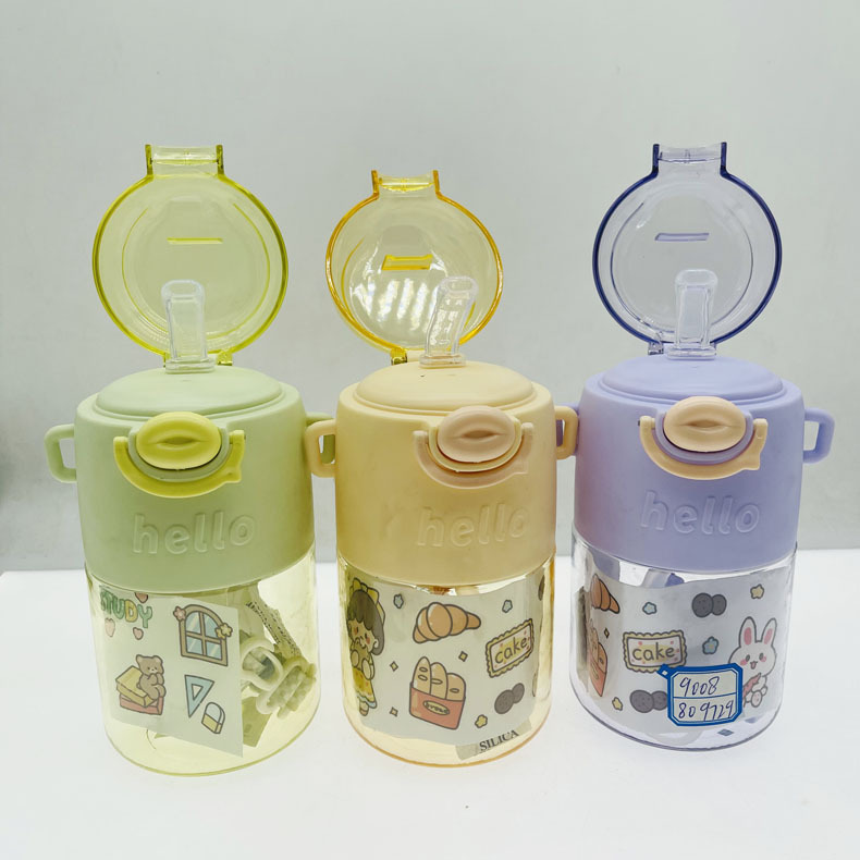 Weilong-9008 espacio taza 600ml niños estudiante pequeño oído Correa taza de agua macaron color a juego portátil taza de agua