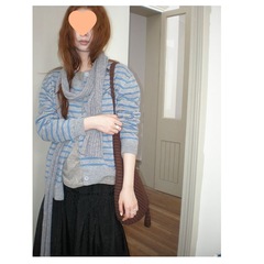 韩系文艺复古港风蓝白条纹针织开衫女秋冬单排扣毛衣外套小众绝美