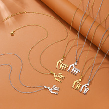 不锈钢18K镀金新品母亲节项链 妈妈儿子女儿爱心吊坠亲子礼物饰品