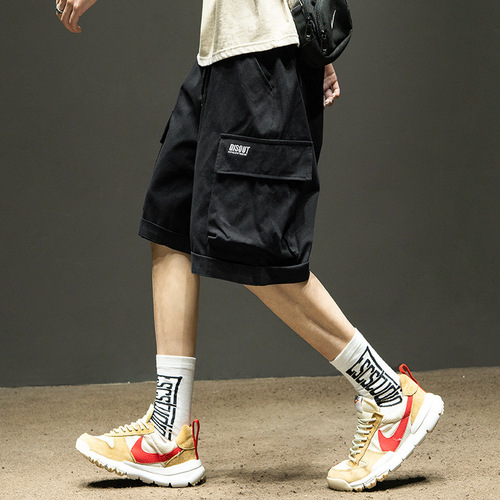 Ins loose shorts, overalls, men's summer pants, quarter pants, casual all-matching, fashion brand, thin cotton season