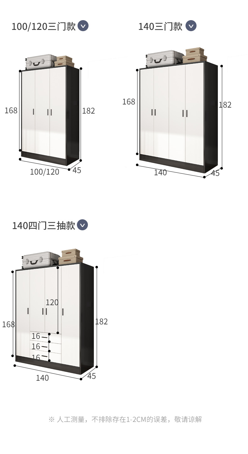 MANOY YUHOUSE 大衣柜家用卧室新款爆款简易小户型儿童出租房用木质