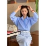 松弛条纹撞色宽松衬衫