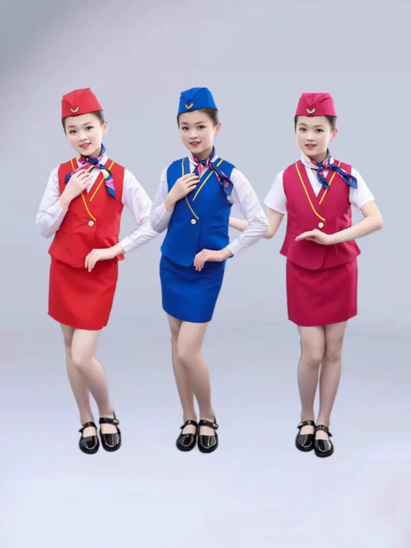 Chinese captain children's clothing male and female air force pilots with few airliners uniforms female flight attendants role-playing 3