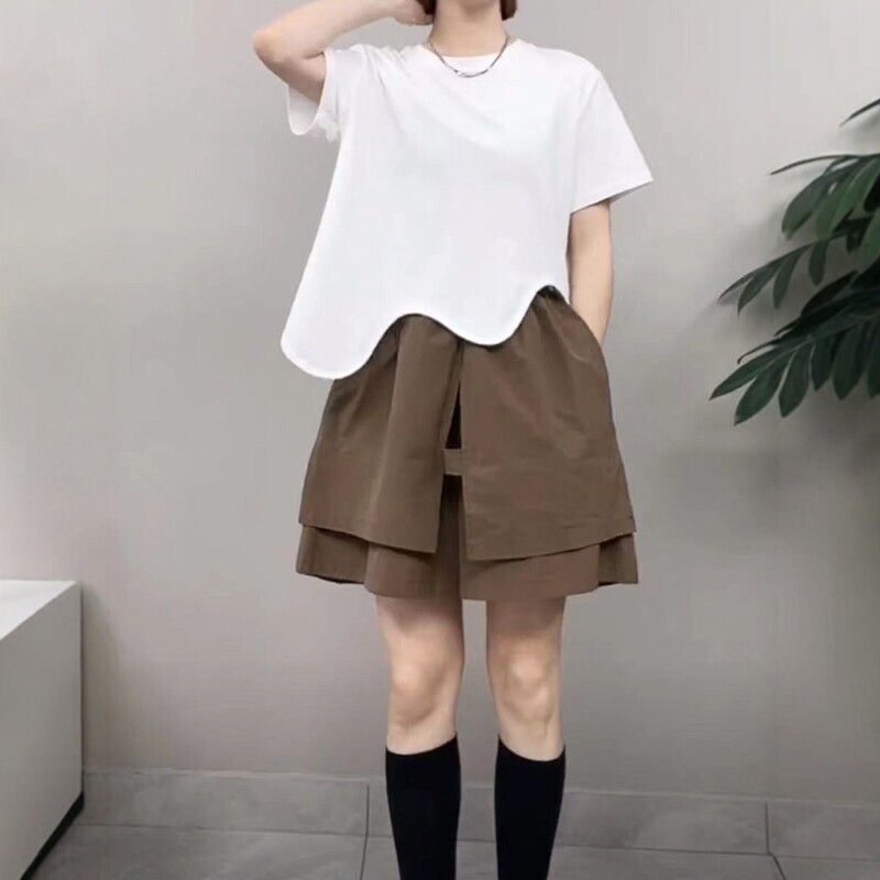 Plus-Size Double-Layered Floral Pants-Skirt 2026 Summer New Style for Plus-Size Women, Slimming Casual A-Line Wide-Leg Five-Point Shorts Trendy