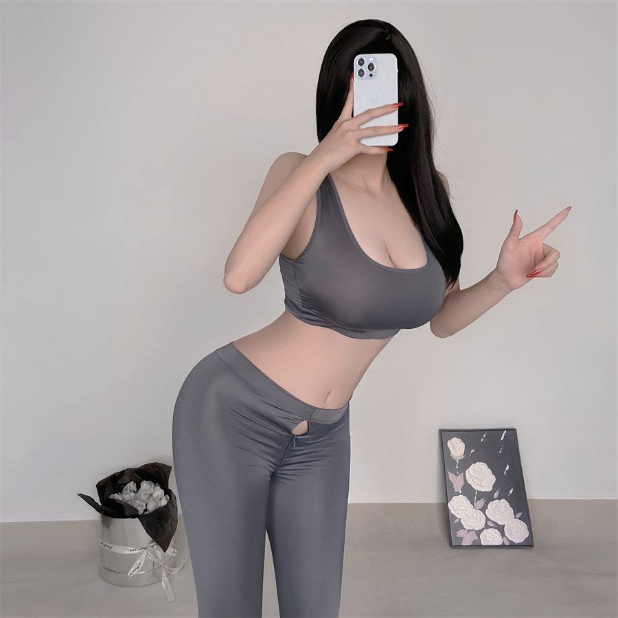 Ropa interior atractiva de las mujeres dormir yoga pantalones traje uniforme sexy cremallera abierta agua muerta NY juguetes sexuales entrega