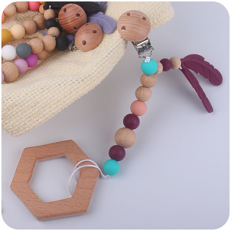 Suministros para bebés clip de chupete de haya chupete de silicona para bebé cadena anti-caída Amazon AliExpress nuevo