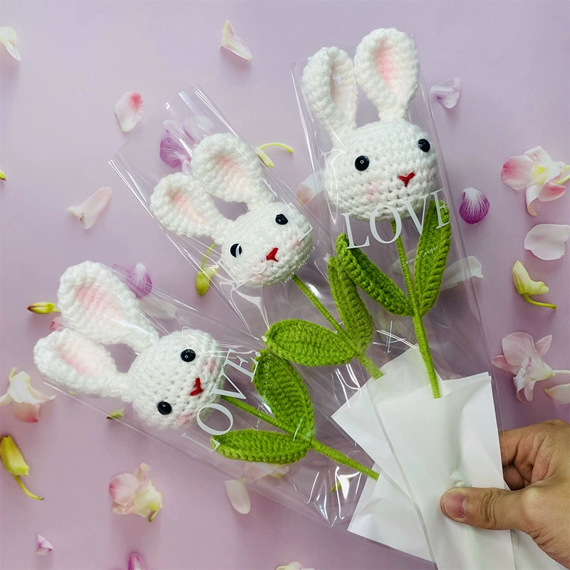 Rabbit, woven doll, sunflower, handmade