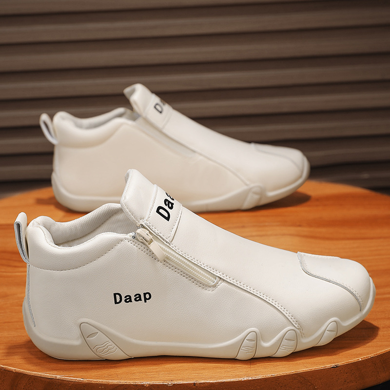 2026 nuevos zapatos de hombre de primavera al por mayor cuero medio para ayudar a los zapatos casuales impermeables y seguros de trabajo cómodos zapatos para hombres