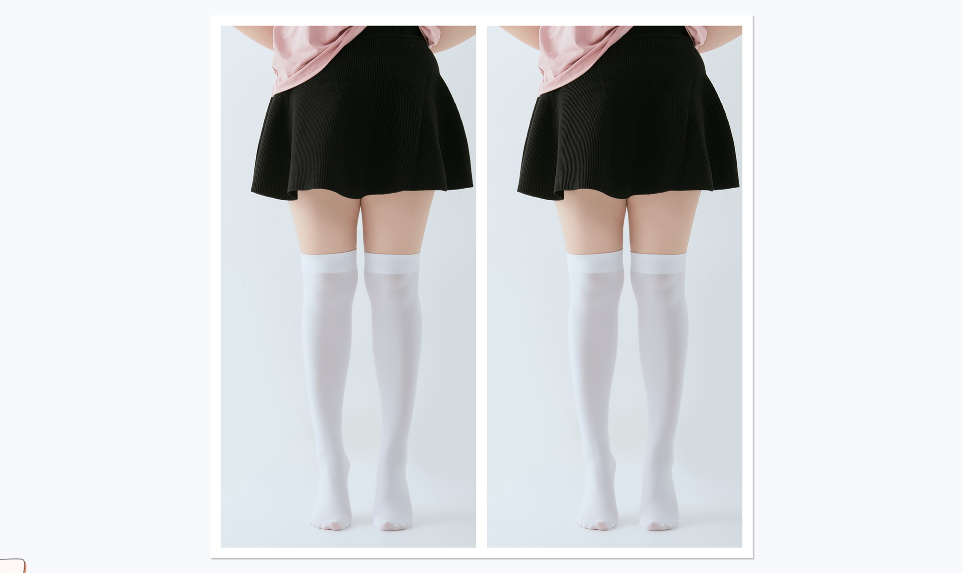 Medias de talla grande para mujer delgada negra alta chica gordita calcetines de habitación con aire acondicionado sobre la rodilla raíz del muslo medias de estudiante blancas