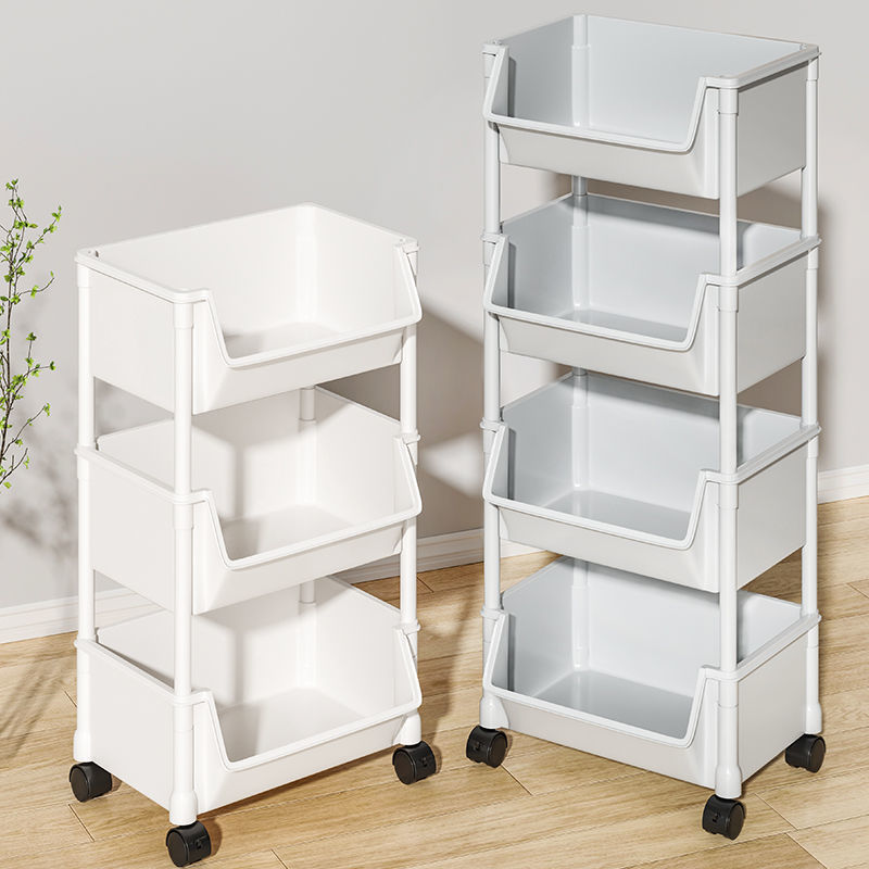 Trolley Storage Rack Household Snacks Floor-Standing Multi-Layer Living Room Storage Bookshelf Mobile Kitchen Fruit and Vegetable Basket Shelf