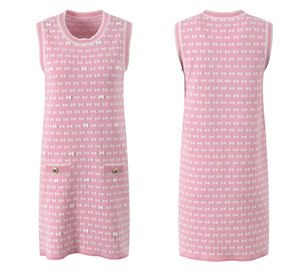 Abito senza maniche con scollo rotondo e stampa a fiocco da donna_voghion.com