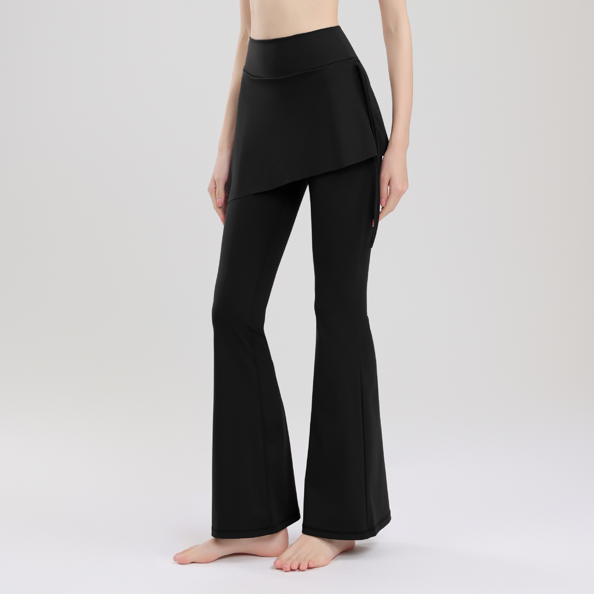 Finna Fuxi dos piezas de cintura alta pantalon de entrenamiento de gimnasio para correr con cuerdas laterales para cubrir la entrepierna entrenamiento de gimnasio pantalones de microescalado