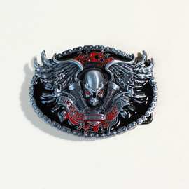4.0cm锌合金腰带扣欧美外贸美式西部暗黑风骷髅朋克风皮带板扣男