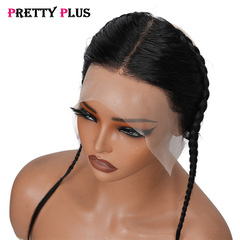 非洲热销假发 13*4蕾丝小辫发片 human hair gele frontal braid