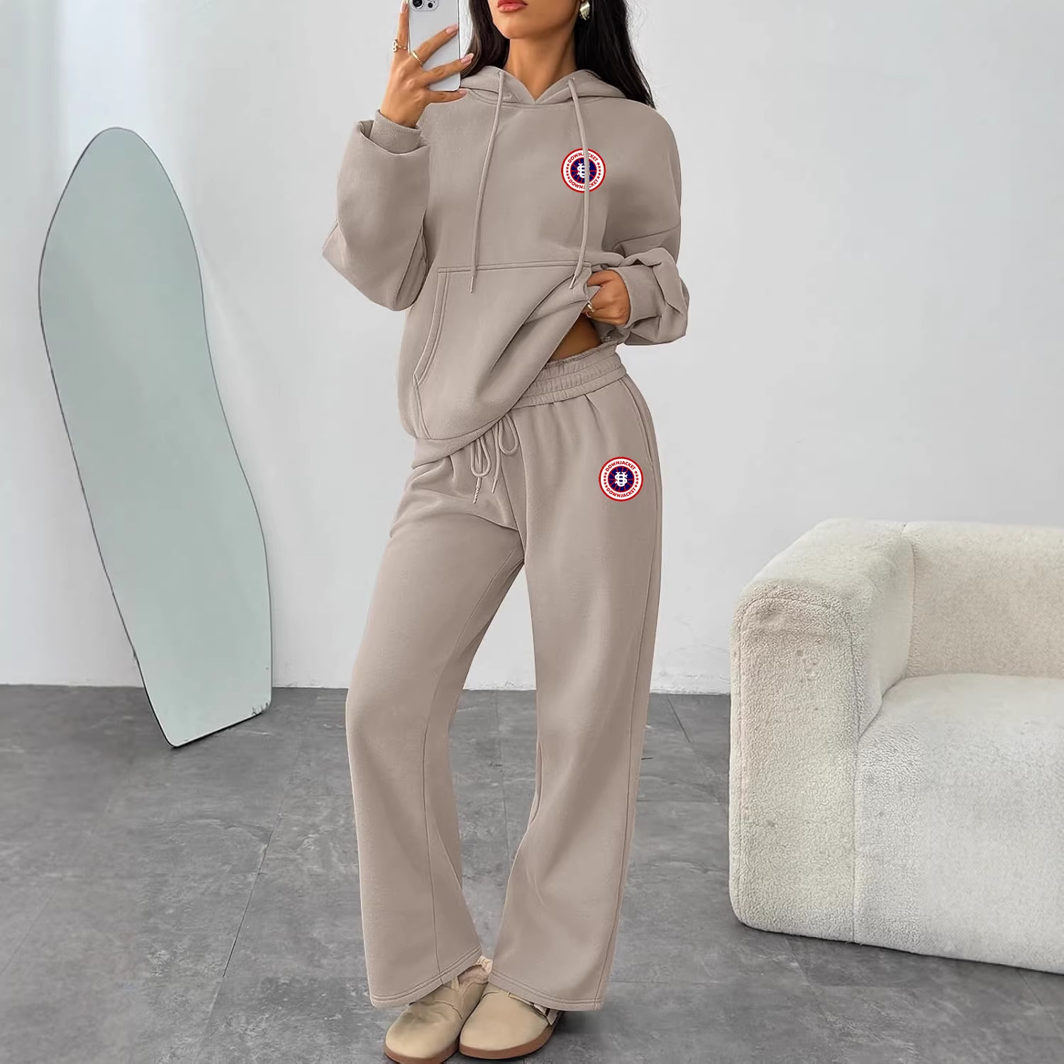 Trendy Letter Print Hoodie & Wide-Leg Pants Set – Unisex Streetwear Loungewear Relaxed Wide-Leg Fit_ecoleips.com