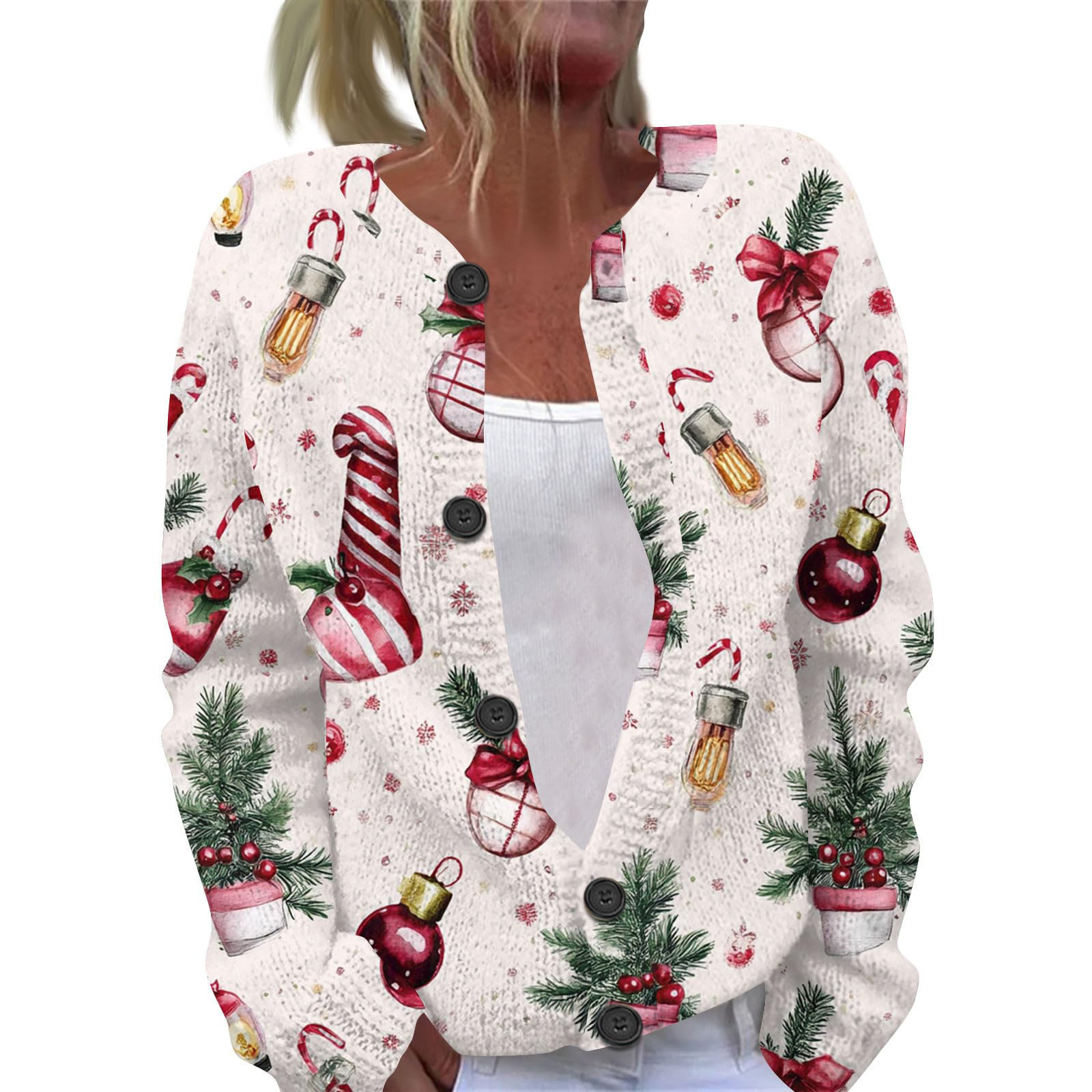 WQ-YK01-圆领开衫3D印花毛衣