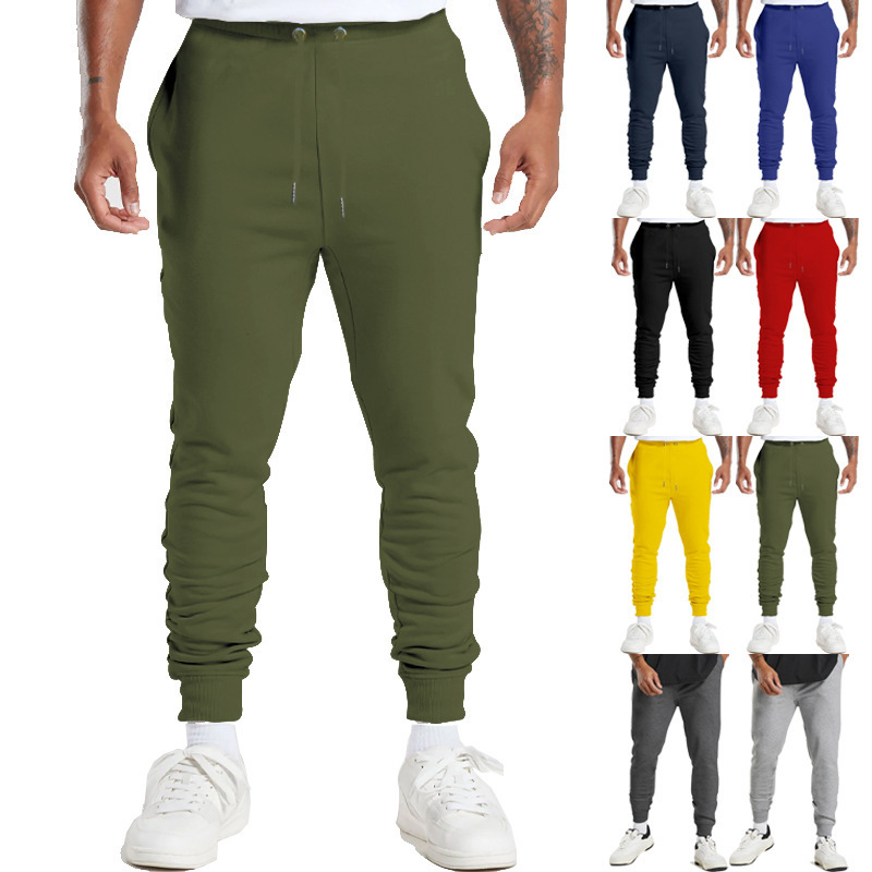 Pantalones casuales de los nuevos hombres de otoño transfronterizo personalidad europea y americana versátil color puro más el tamaño de encaje Delgado pantalones de los hombres