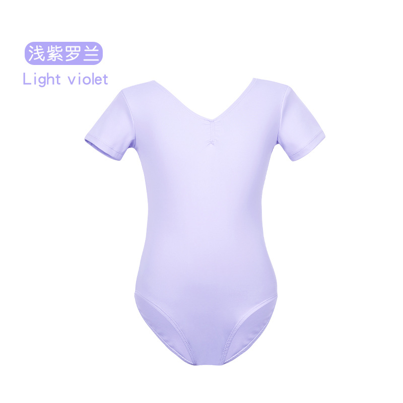 Trajes de baile para niñas y niños, ropa de entrenamiento de alta elasticidad de nailon de manga corta de verano, ropa de actuación de ballet deportivo para niños grandes