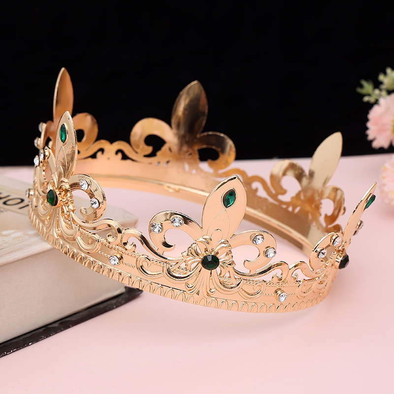 Los hombres de oro rey corona tocado adulto cumpleaños corona Halloween etapa ópera rendimiento unisex