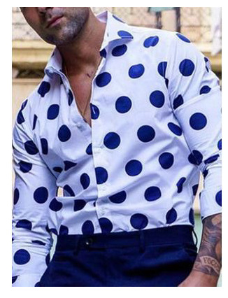 Ropa de los hombres europeos y americanos del comercio exterior 2023 primavera nuevos hombres 3D impreso casual solapa manga larga más tamaño camisa de los hombres