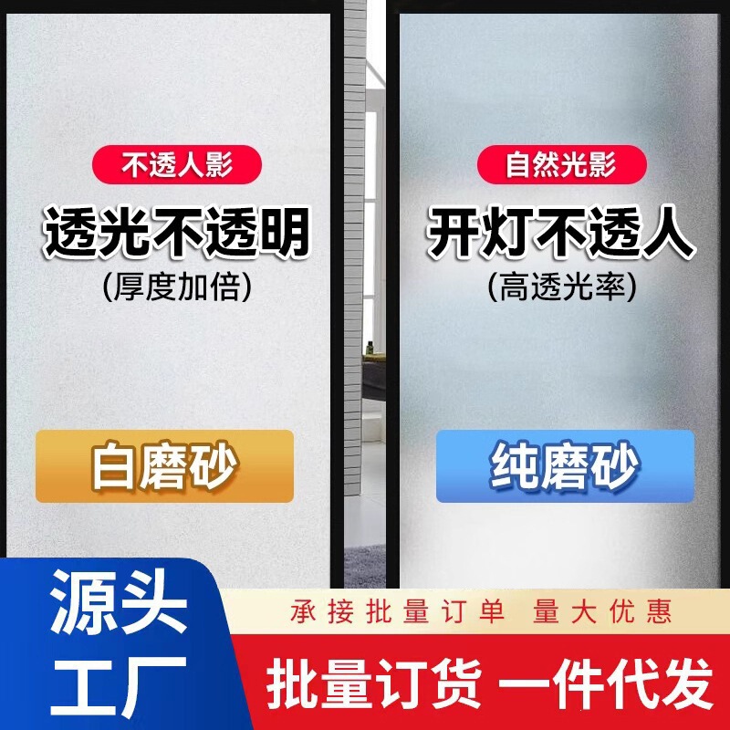 Frosted Glass Stickers Are Translucent and Opaque, Window Stickers for Light Blocking in Bathrooms, Shower Rooms, and Offices, Anti-Peeping Window Stickers