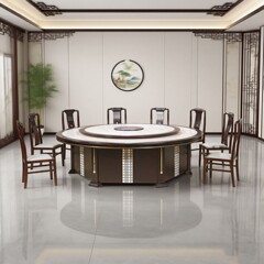 自動新中国式岩板電動大円食卓会のトランクには、目に見えない電磁炉ホテルレストランの火鍋テーブルがついている