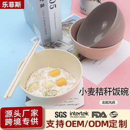 汤面碗批发家用小麦秸秆日式饭碗家用餐具米饭碗ins风塑料碗商用