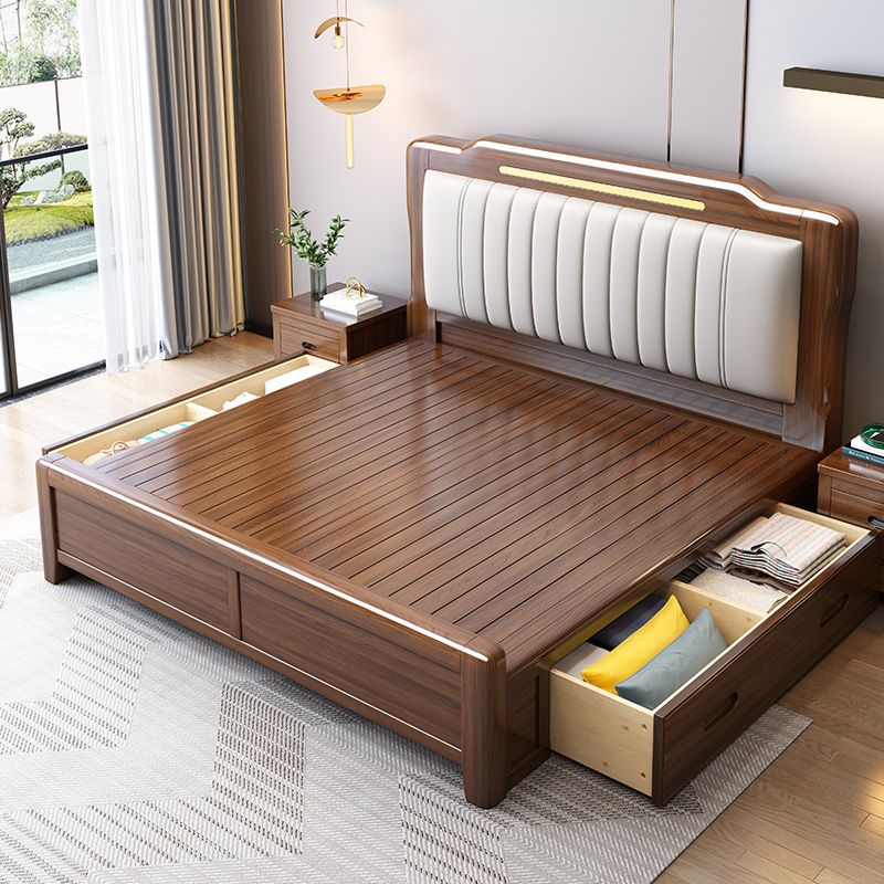 New Chinese-Style Solid Wood Bed 1.8m Double 1.5m Single Air Pressure High Box Storage Master Bedroom Secondary Bedroom Chinese-Style Large Bed