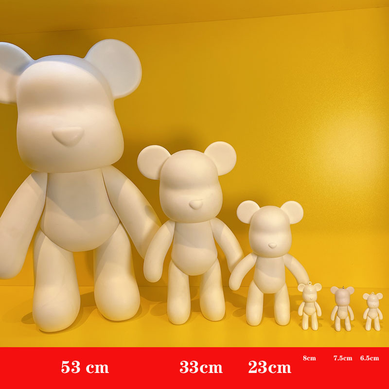 DIY鑽暴力熊胚掛件卡通搪膠擺件鑰匙扣 diy丙烯流體暴力熊白胚