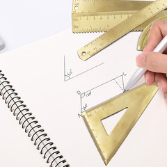 黃銅三角尺 復古半圓儀量角器 三角板繪圖銅尺 銅直尺卡尺