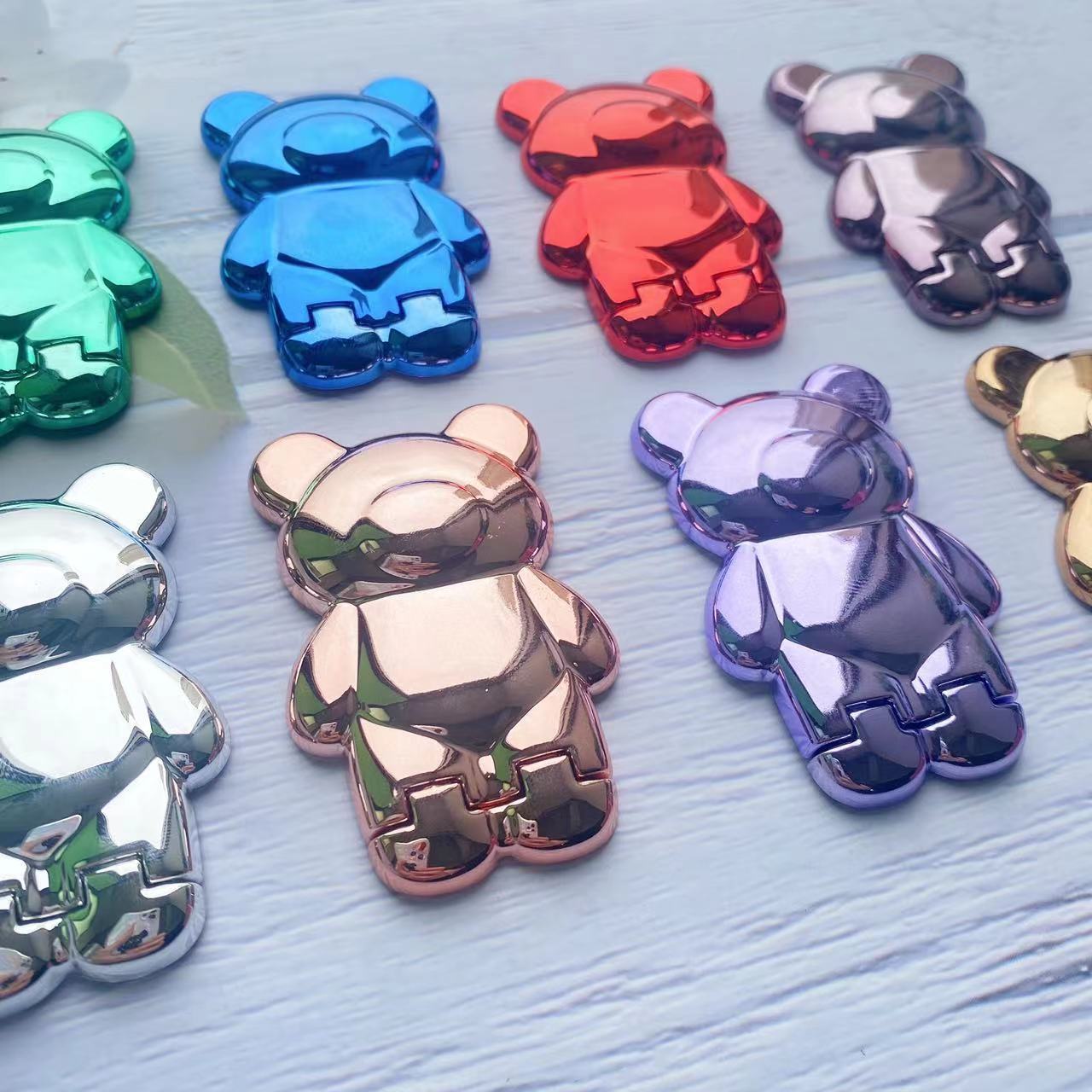 Multi functional invisible phone holder, solid color electroplated cartoon back sticker, cute teddy bear pull rod,_voghion.com