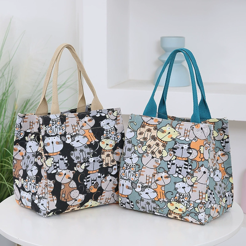 Холщовая сумка с героями мультфильмов, новый стиль, милая сумка для пикника, сумка для обеда, корзина для обеда, сумка для работы, сумка для мамы