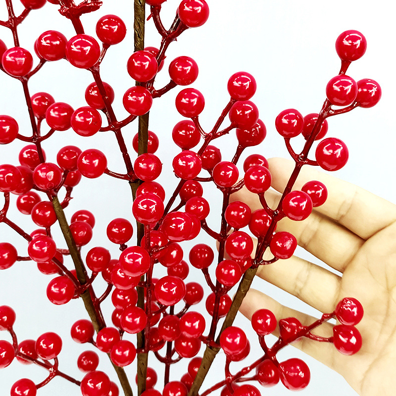 Holly red fruit fortune fruit artificial flower decoration holly table flower high-end artificial flower decoration living room decoration wholesale