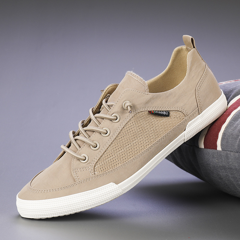 Weiße Herren Freizeitschuhe Aus Canvas, Atmungsaktive Board Sneaker_voghion.com