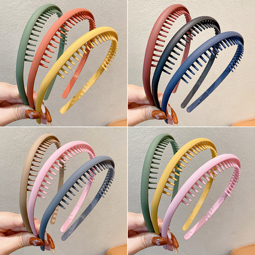Face-washing teethed anti-slip hair tie simple hair clip headband Morandi color matte hair accessory