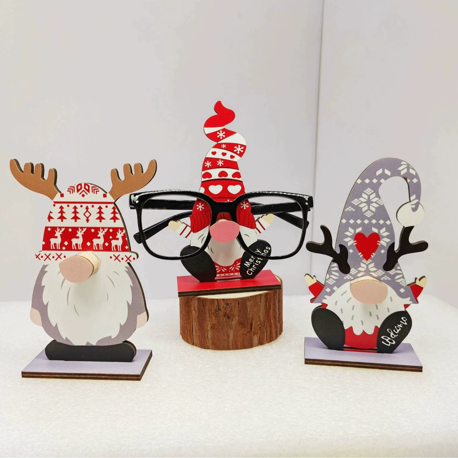 Трансграничные рождественские подарки милые декоративные настольные очки держатель мультяшные животные Санта-Клаус мульти формы рождественские украшения