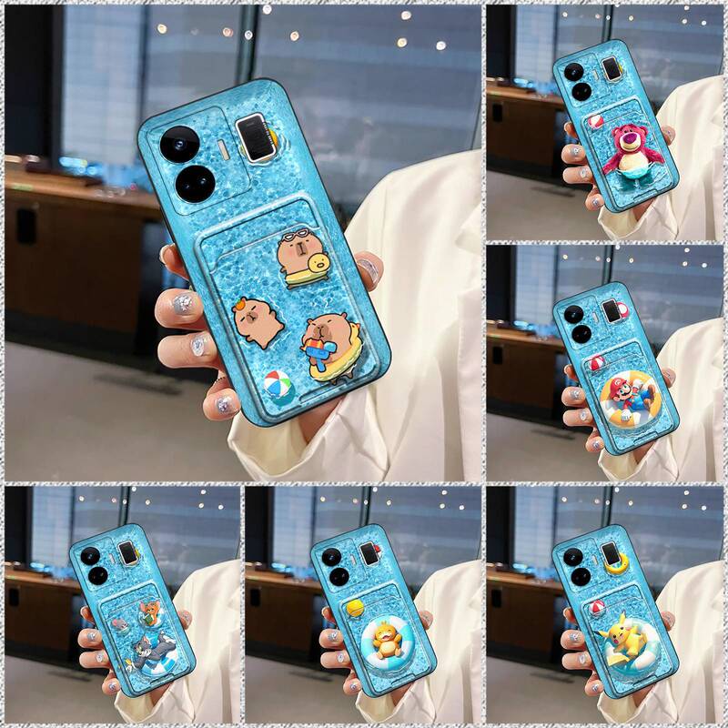 Suitable for Oppo Mobile Phone Case, Cute Pet Creative Cartoon Card, Fun Swimming Ring, Cute New Soft Shell with Full Edge