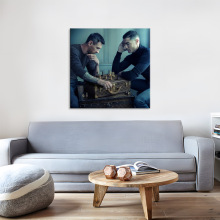 梅西C罗球王合照家居客厅沙发背景墙挂画方形内框高清喷绘画工厂