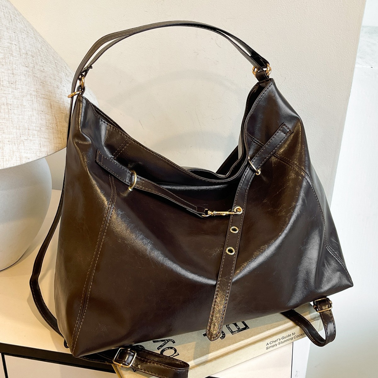 Maillard 다기능 크로스 바디 백 여성 2024 가을 빈티지 배낭 어깨 가방 대용량 어깨 가방