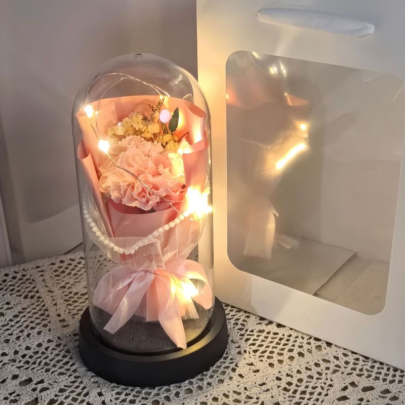 永生花玫瑰罩加灯生日礼物仿真花女生送闺蜜520七夕情人节永生花|undefined