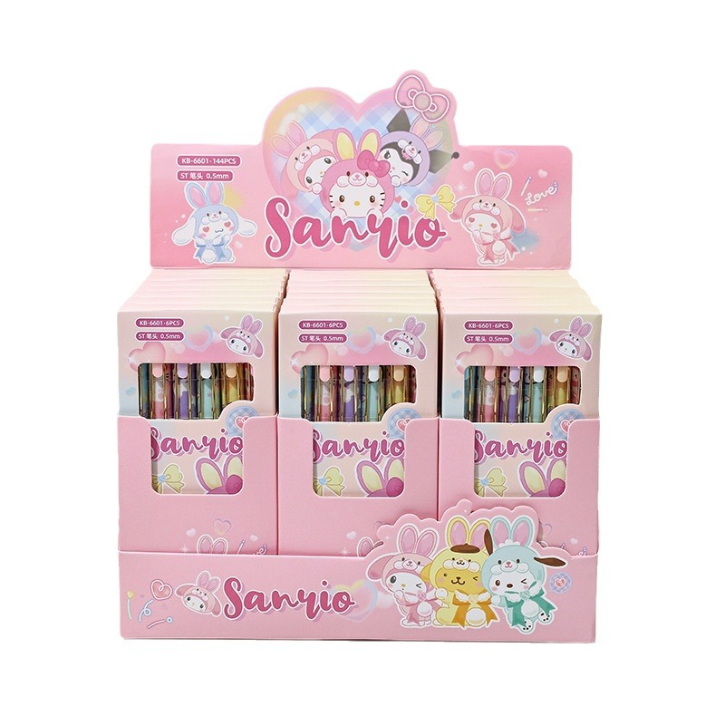 Comercio exterior mayorista de alto valor facial encantador dibujos animados Sanliogou familia adolescente bolígrafo neutro para estudiantes de papelería conjunto de bolígrafo de secado rápido
