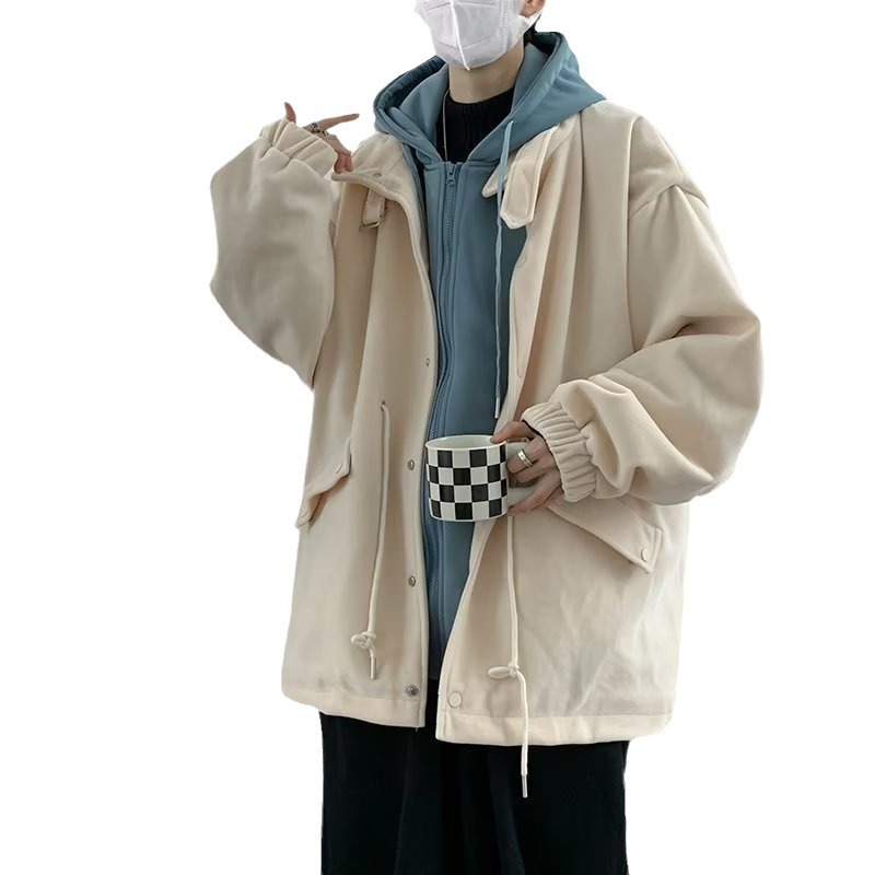 Chaqueta de dos piezas de estilo de Hong Kong para hombre, chaqueta de todo fósforo suelta casual de primavera y otoño, ropa de trabajo con capucha, pareja de moda, top de otoño